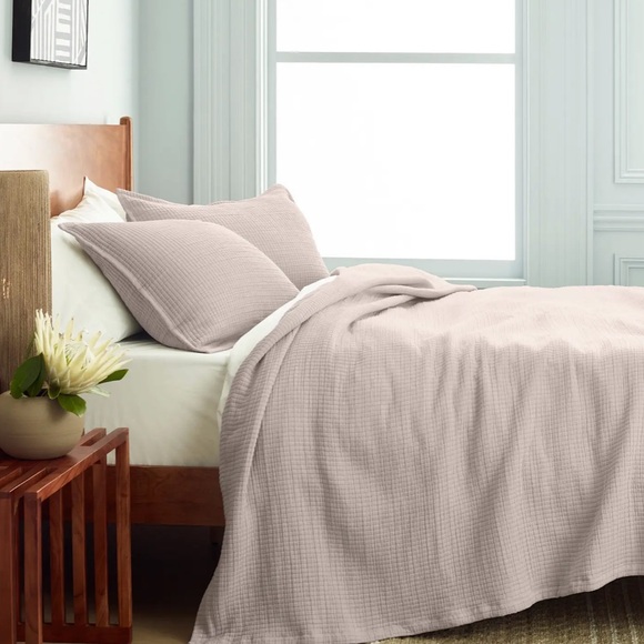 NWT QUINCE Organic Ribbed Cotton Coverlet Set King/Cal King Sand 4560 - Picture 4 of 11